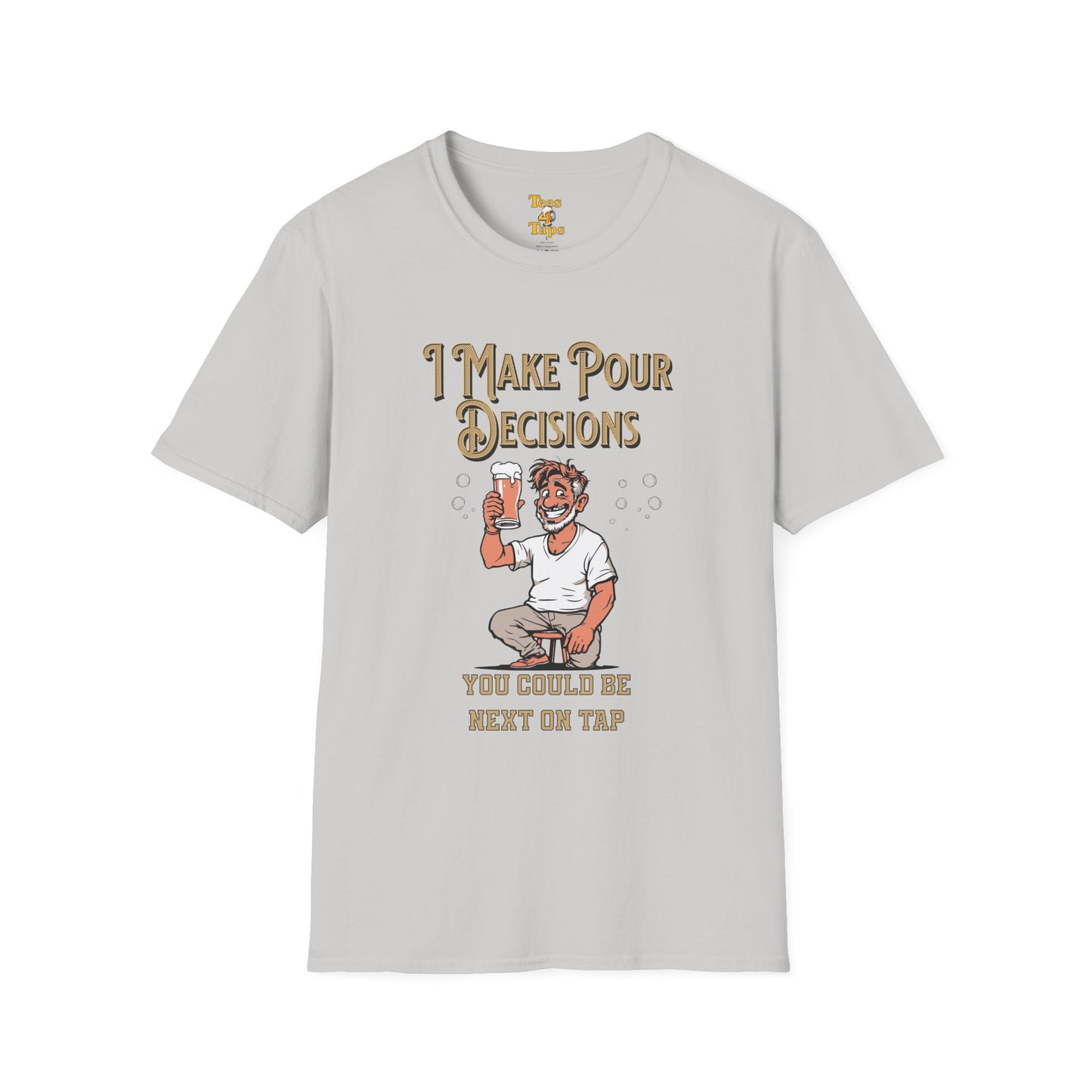 I Make Pour Decisions, Funny Beer Enthusiast Beer Shirt Ice Grey