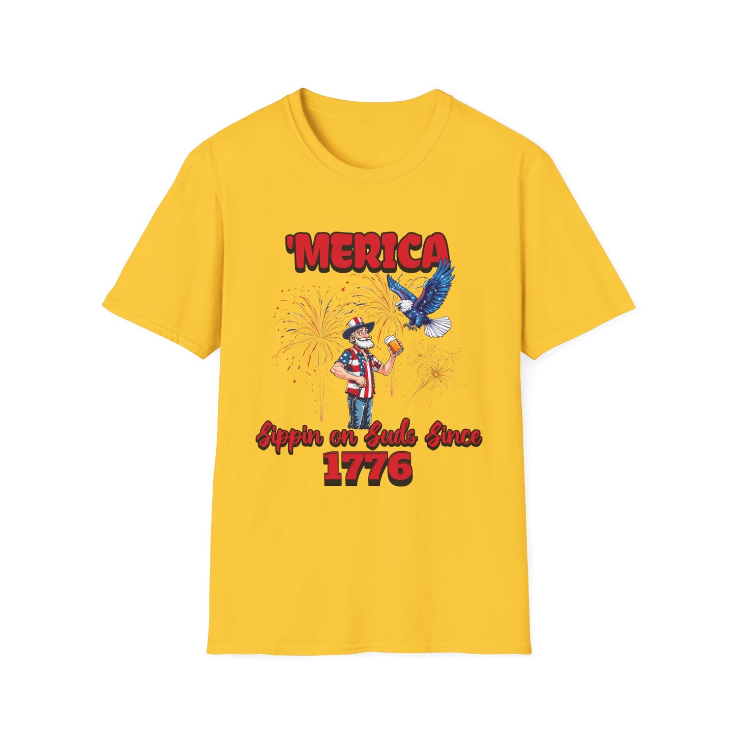 'Merica Sippin on Suds Since 1776 4th of July Patriotic Shirt Daisy