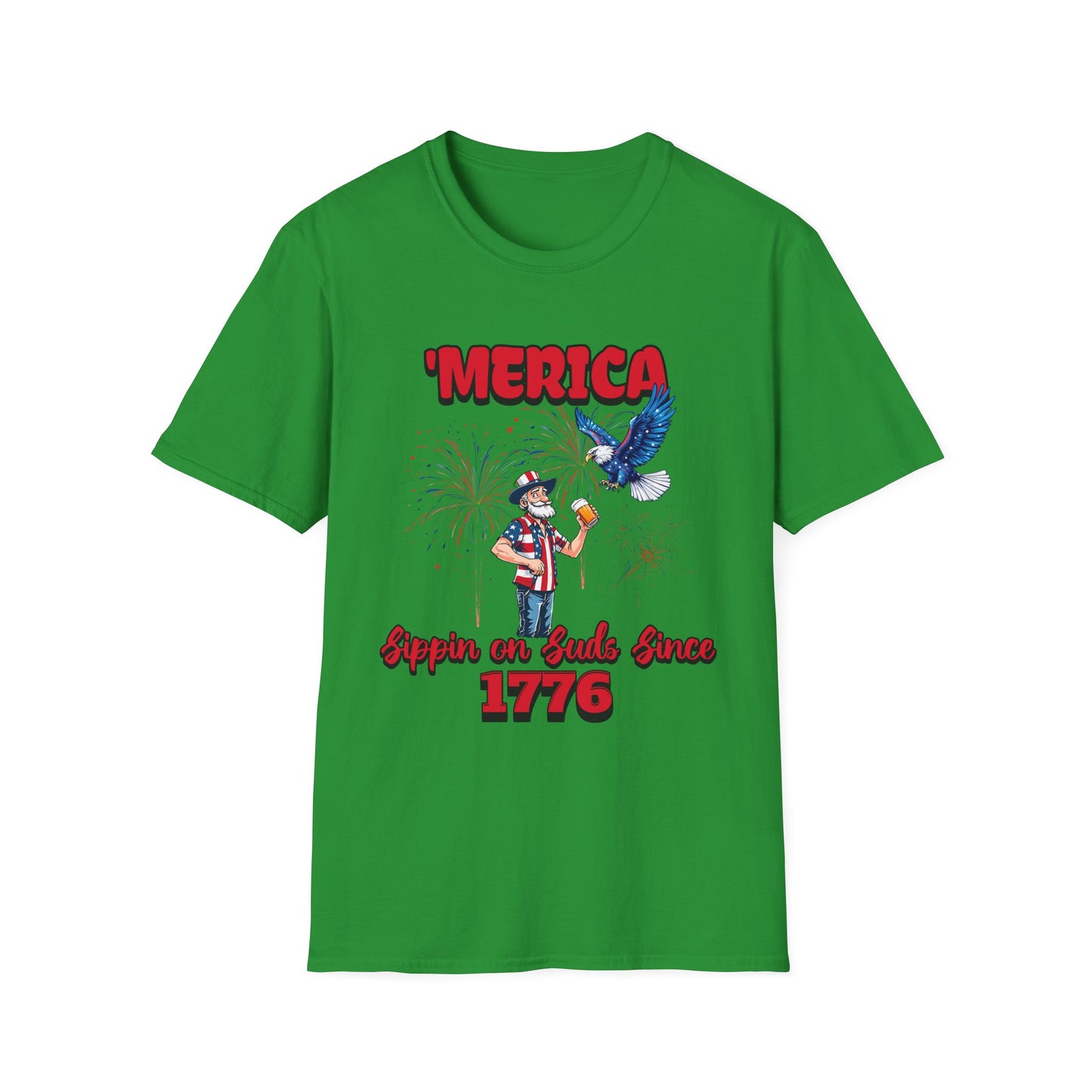 'Merica Sippin on Suds Since 1776 4th of July Patriotic Shirt Irish Green