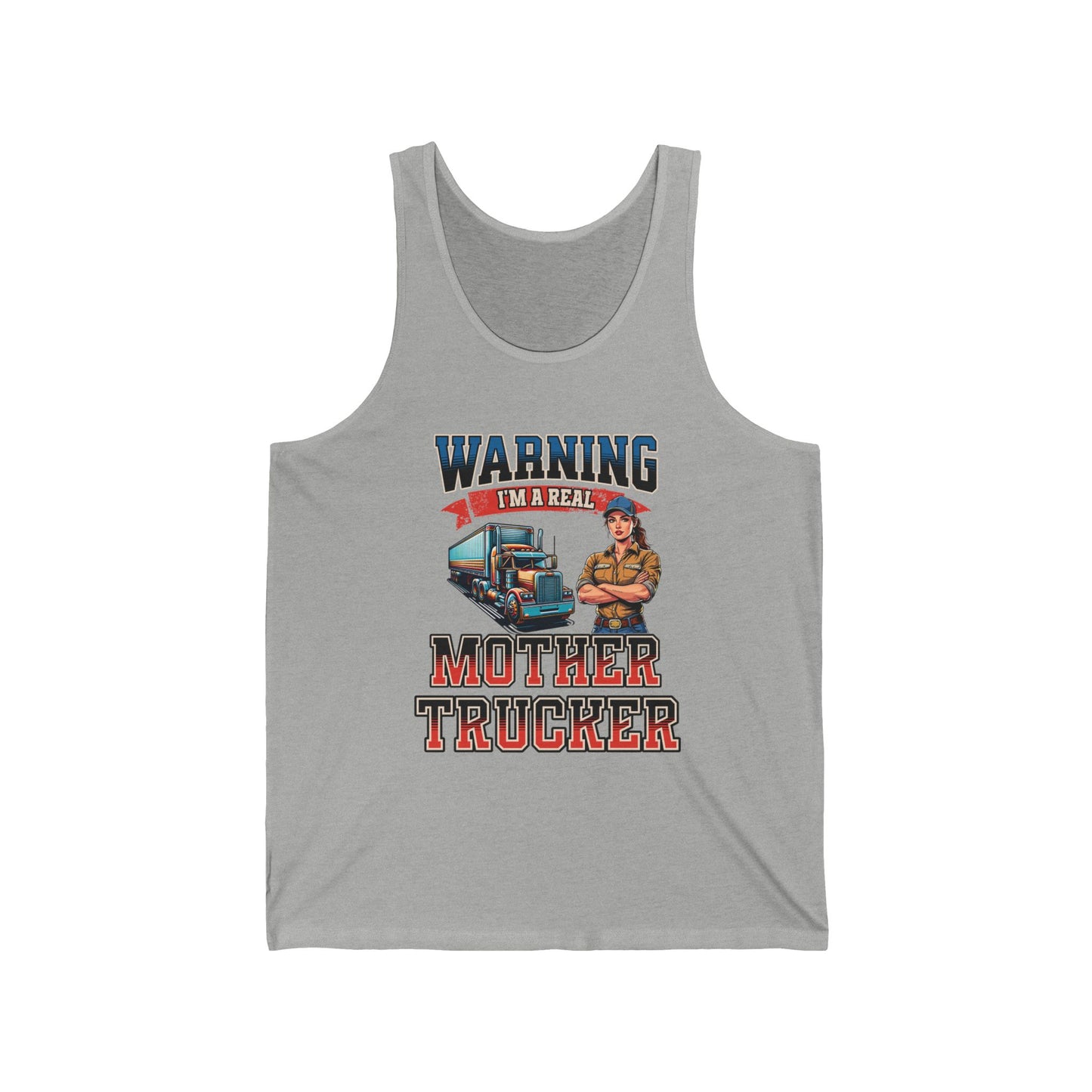 Warning I Am A Mother Trucker Jersey Tank Funny Trucker Tank Top Athletic Heather