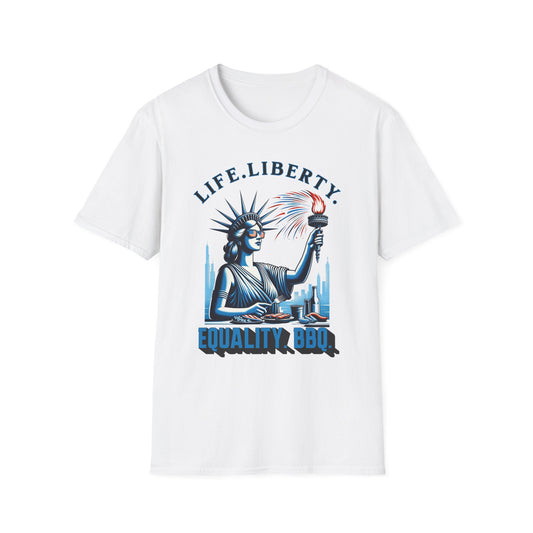 Life Liberty Equality BBQ 4th of July Independence Day Shirt White