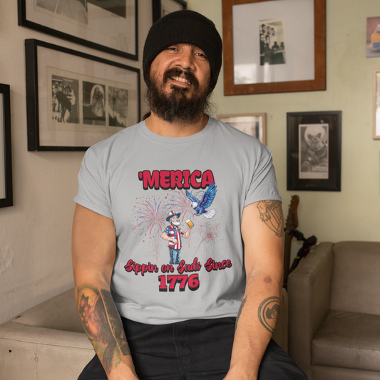 'Merica Sippin on Suds Since 1776 4th of July Patriotic Shirt