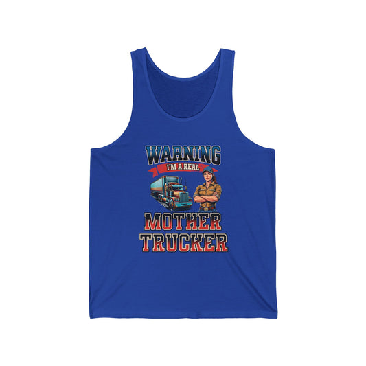 Warning I Am A Mother Trucker Jersey Tank Funny Trucker Tank Top True Royal