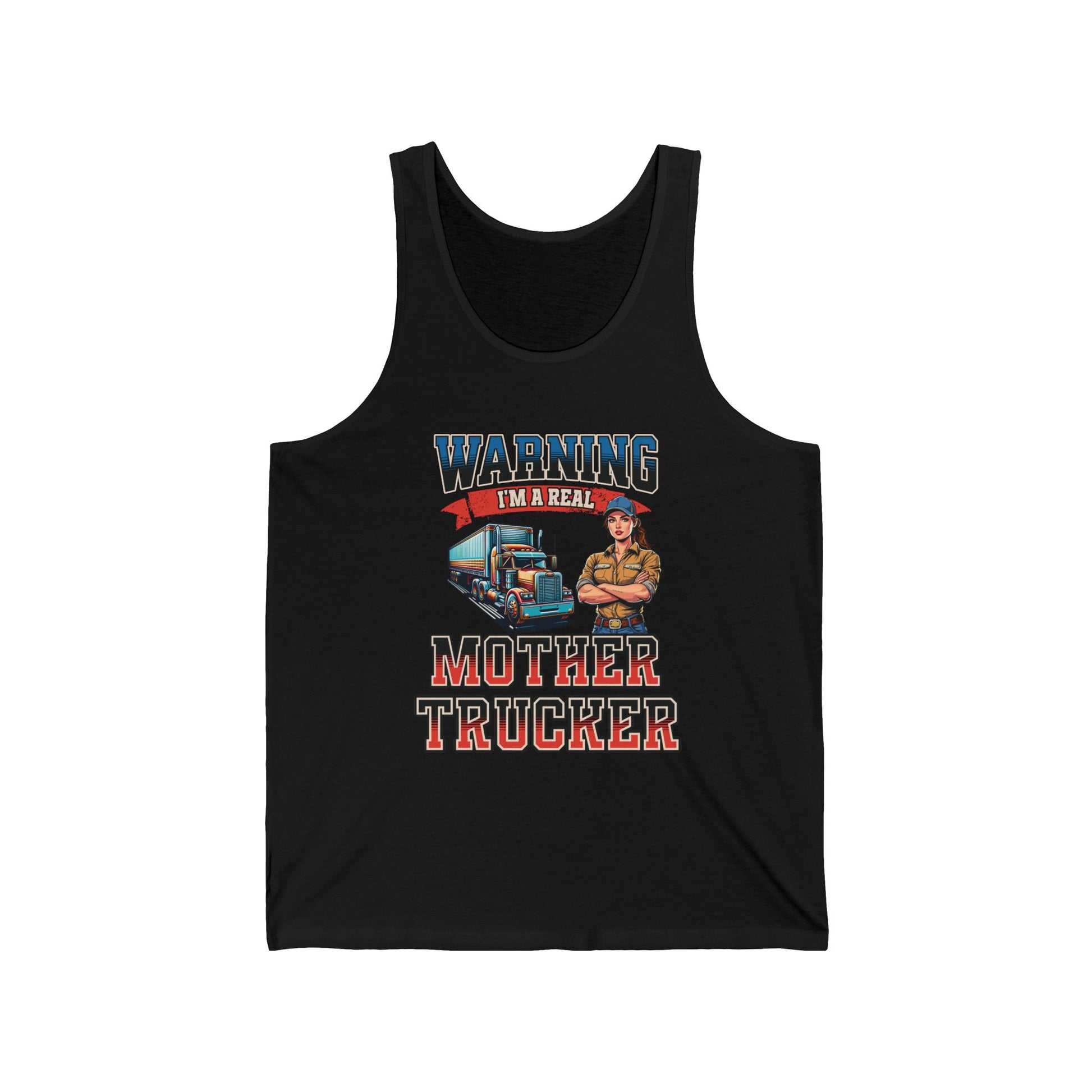 Warning I Am A Mother Trucker Jersey Tank Funny Trucker Tank Top Black